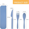 2 Pack Reusable Travel Utensils Set with Case, Wheat Straw Portable Knife Fork Spoons Tableware, Eco-Friendly Cutlery for Kids Adults Travel Picnic Ca