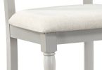 ACME Bettina 5PC COUNTER HEIGHT TABLE SET Beige Fabric, Antique White & Weathered Oak Finish DN01439